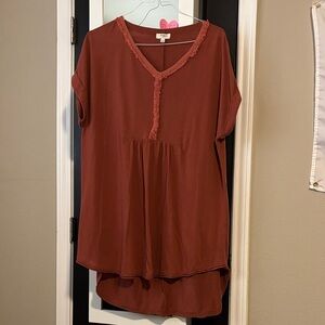 Umgee Terracotta V-Neck Tunic